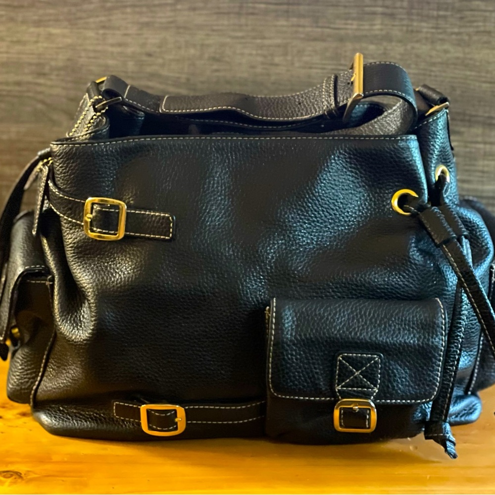 Maxx New York Black Pebble Leather Satchel